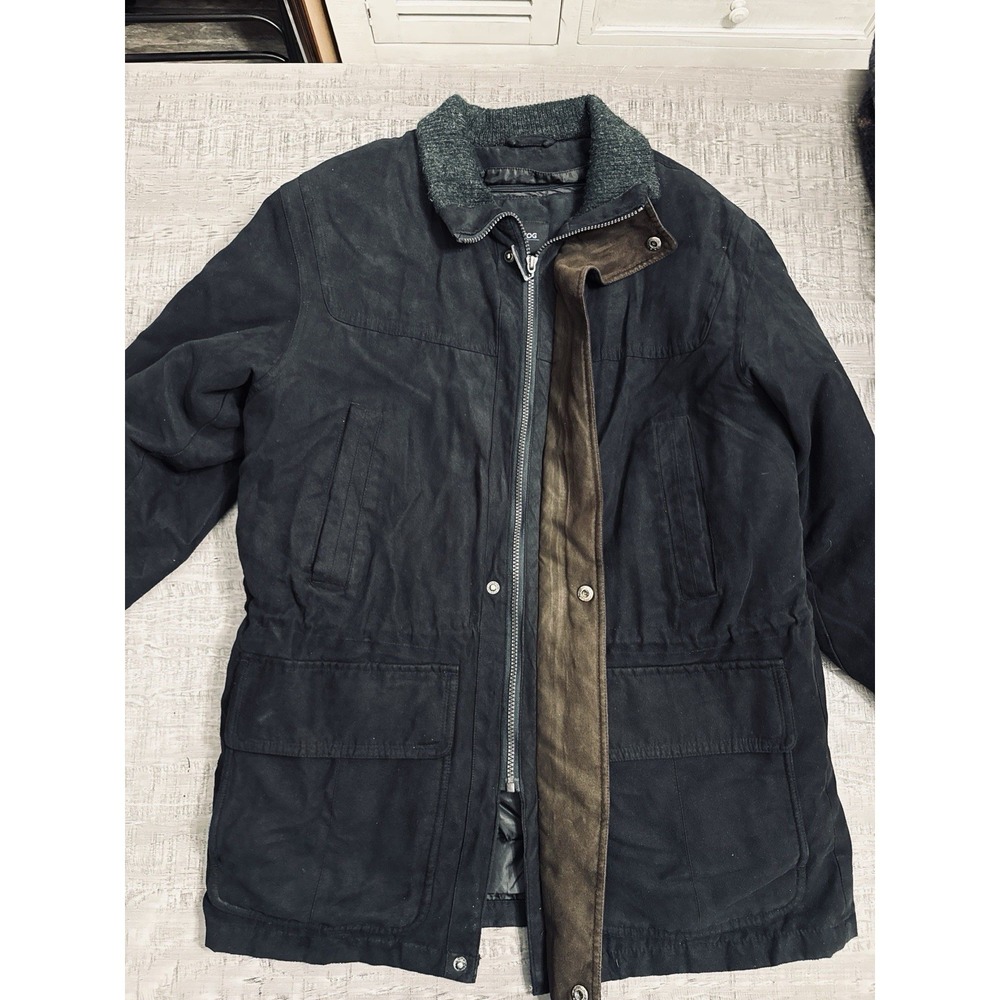 London Fog Black Insulated Field Jacket Men's Medium Winter Coat Two Piece Zip